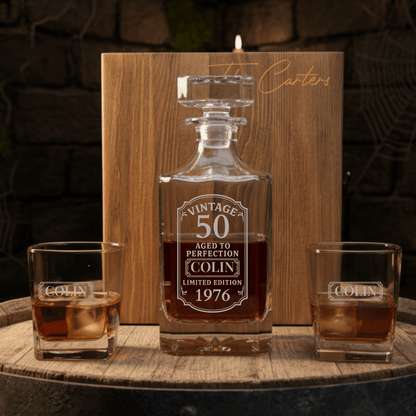 50th Birthday Decanter Set - Birthday - GroomsDay
