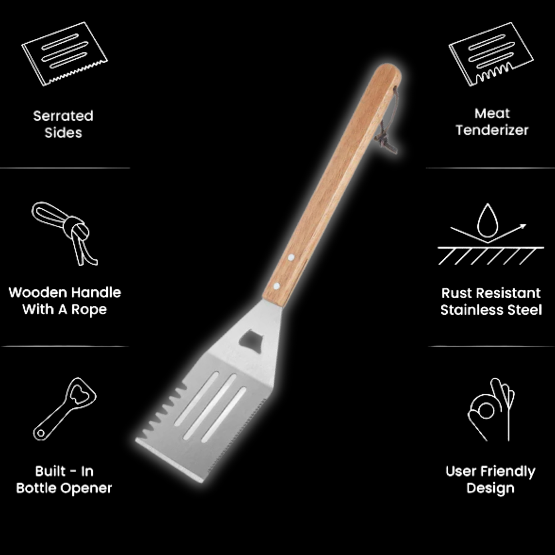 Engraved GrillFather BBQ tool set with personalized bamboo case and grilling accessories