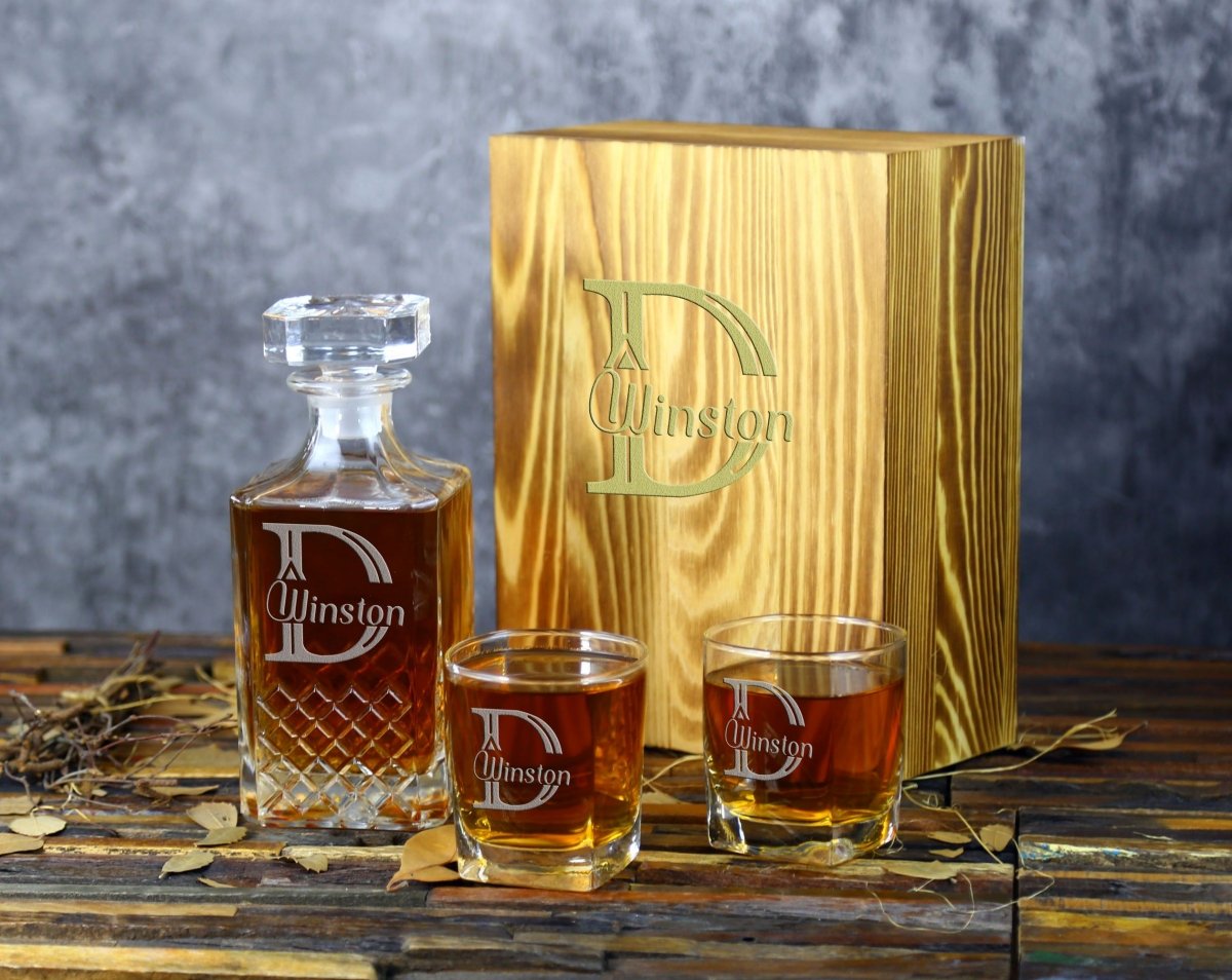Crystal Whiskey Decanter Set - Whiskey - GroomsDay