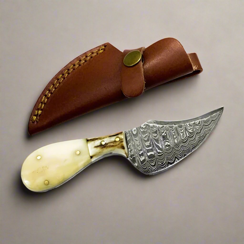 knife with bone handle and sheath