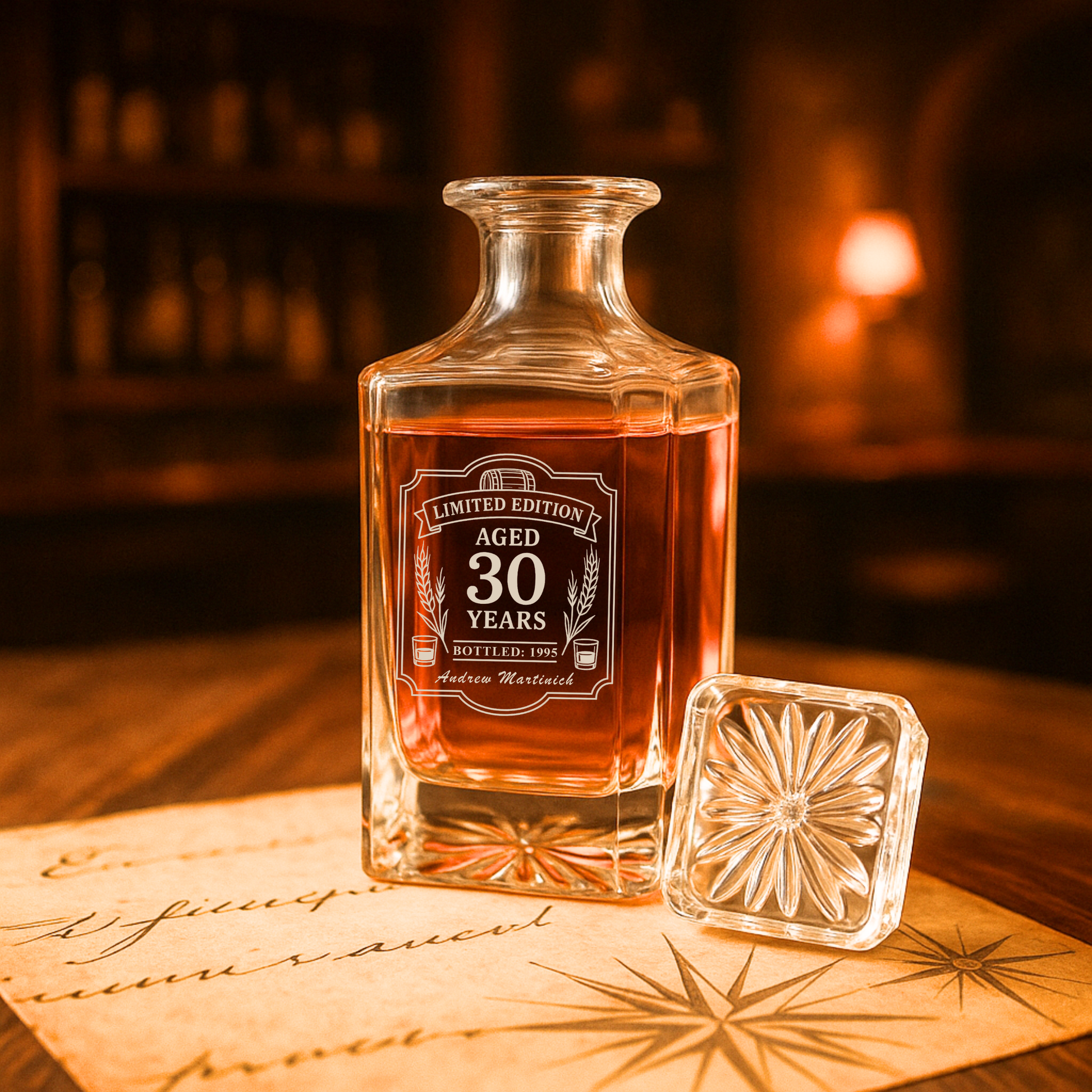 Custom 30th Birthday Decanter – Limited Edition Whiskey Gift for Him