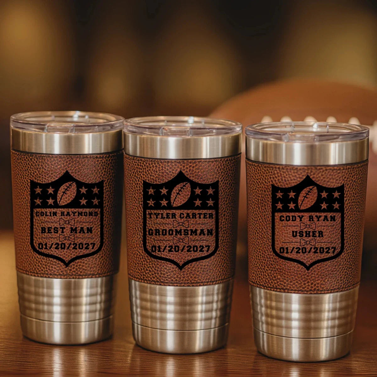Personalized Groomsman Football Tumbler - Football - GroomsDay