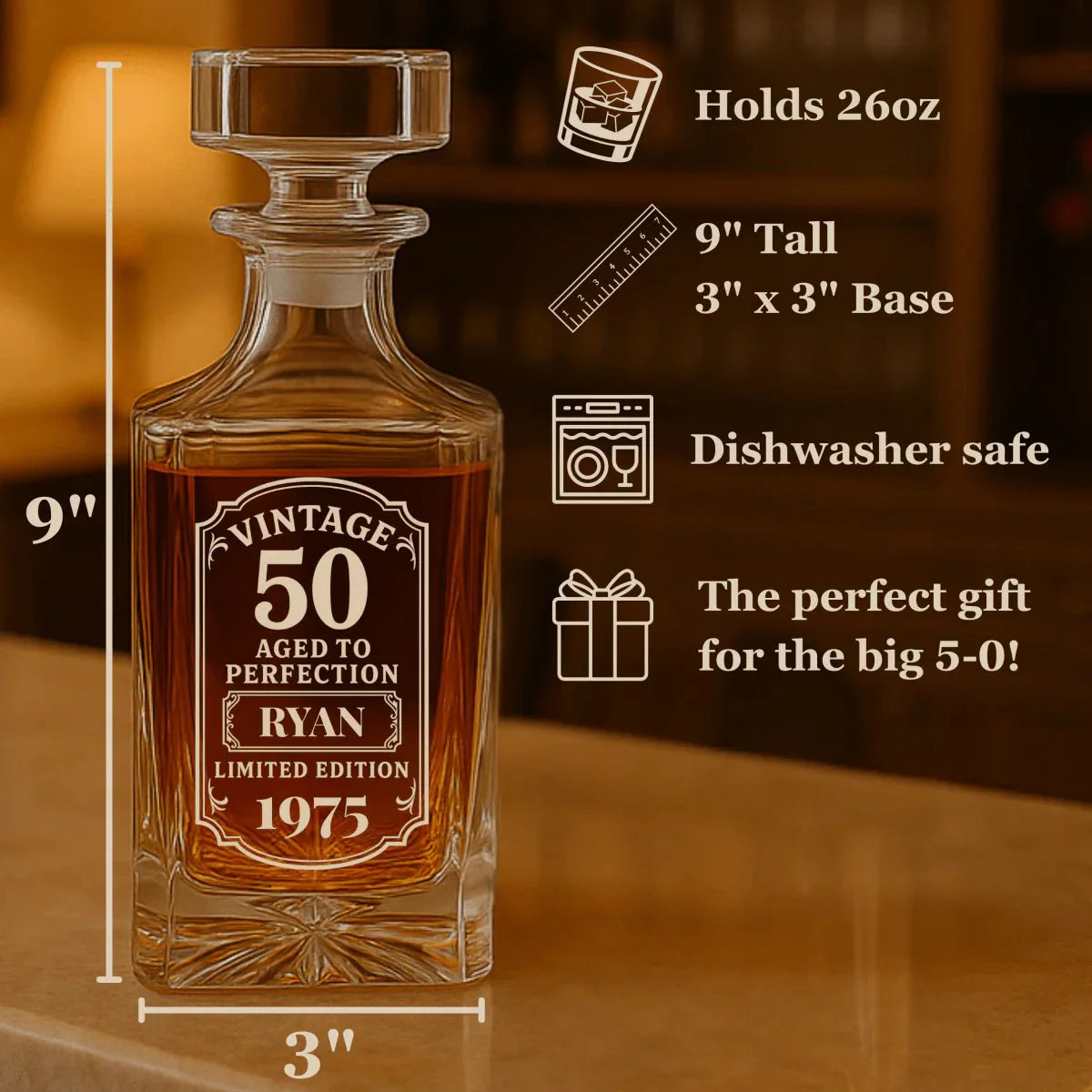 50th Birthday Decanter - Birthday - GroomsDay