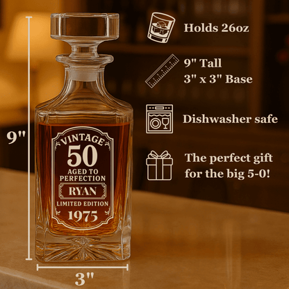 50th Birthday Decanter Set - Birthday - GroomsDay