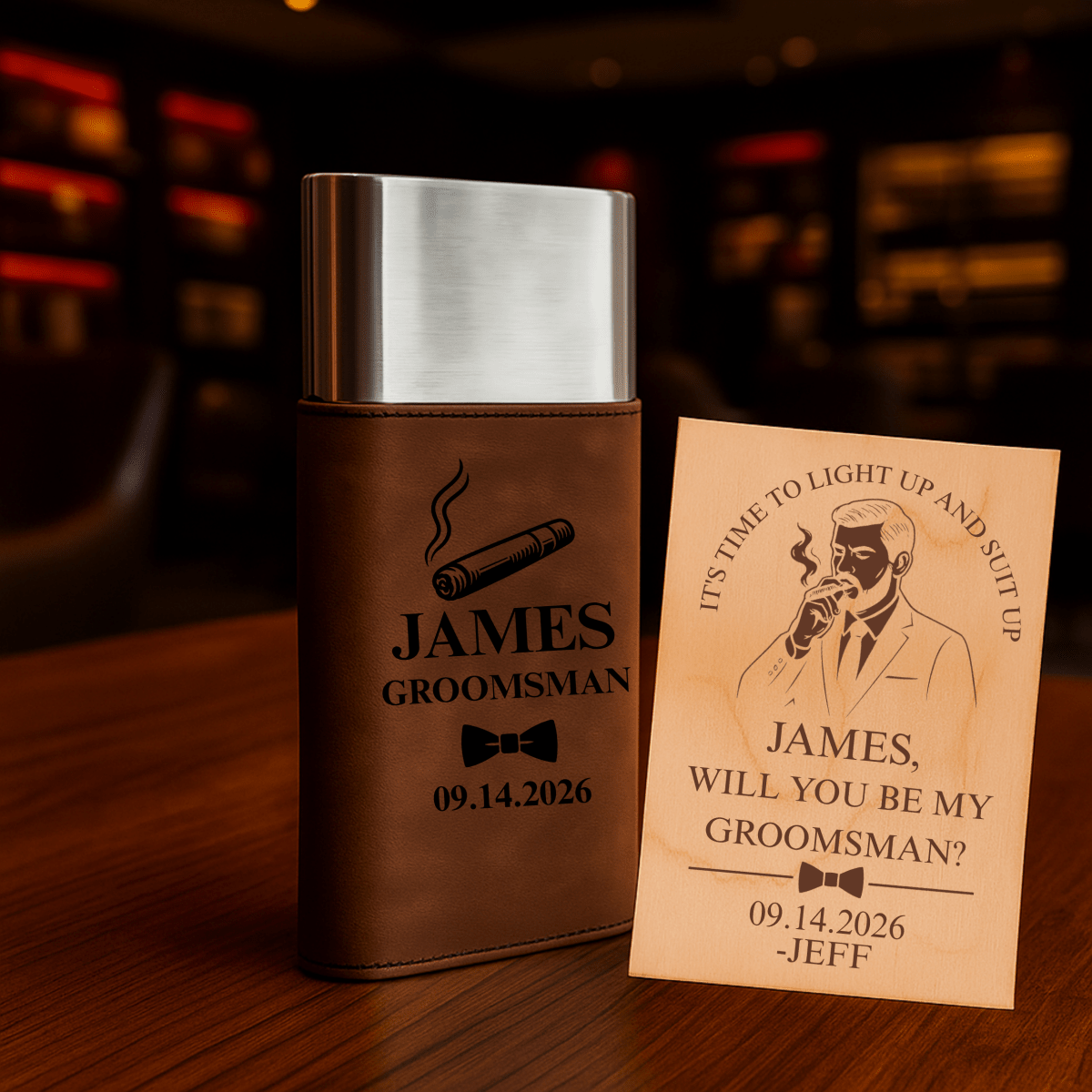 Light Up & Suit Up Proposal - Cigar Case - GroomsDay
