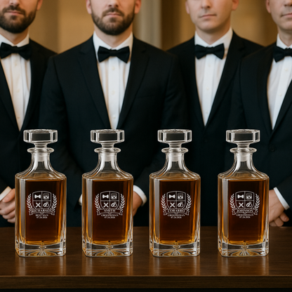 Wedding Party Crest Whiskey Decanter