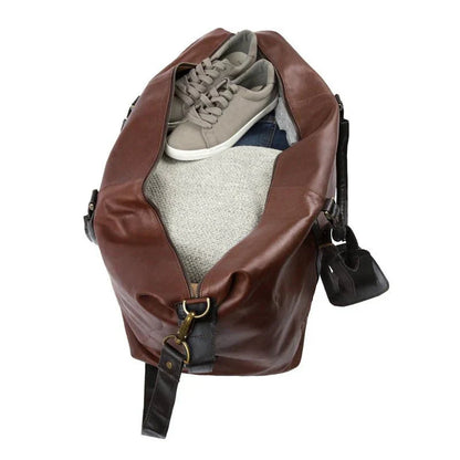 Two - Tone Leather Duffle - Duffel Bags - GroomsDay