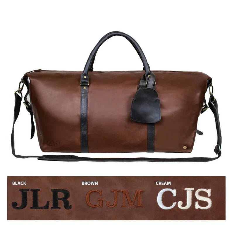 Two - Tone Leather Duffle - Duffel Bags - GroomsDay