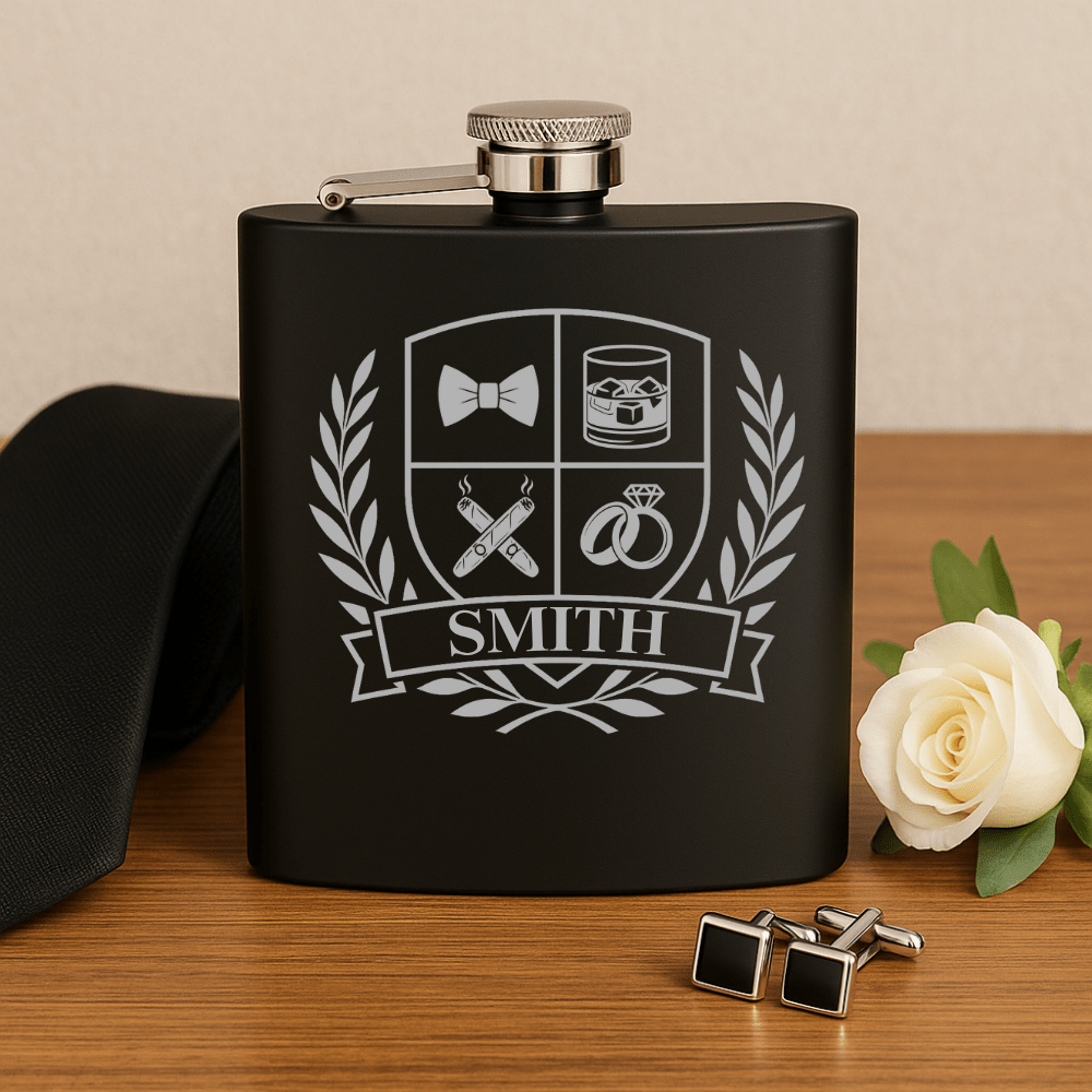 Groomsmen Crest Flask - Flask - GroomsDay