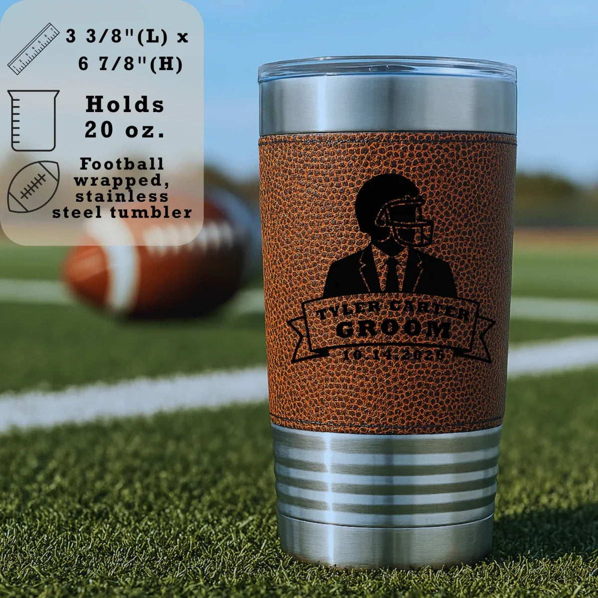 Grooms Crew Football Tumbler - Football - GroomsDay