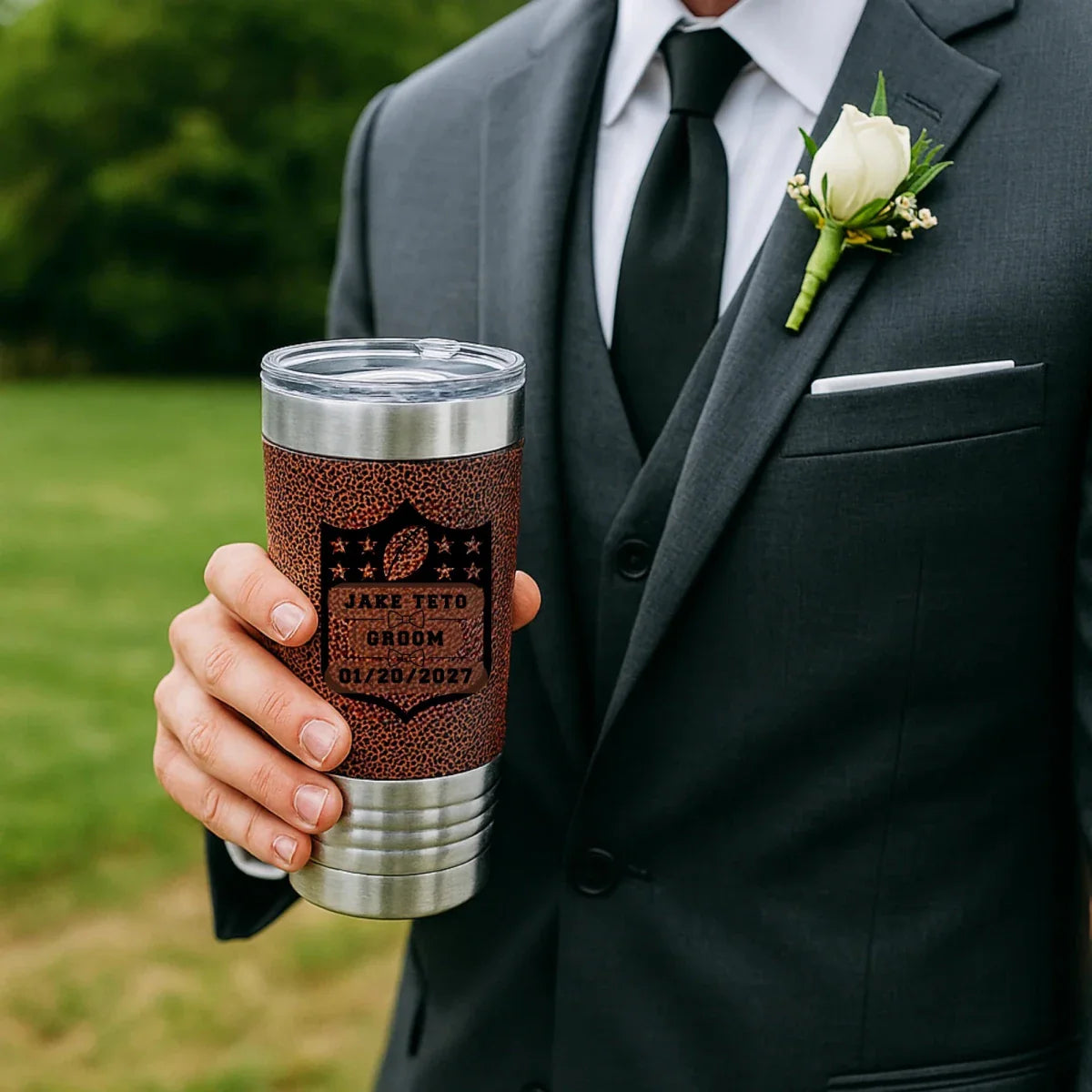 Personalized Groomsman Football Tumbler - Football - GroomsDay