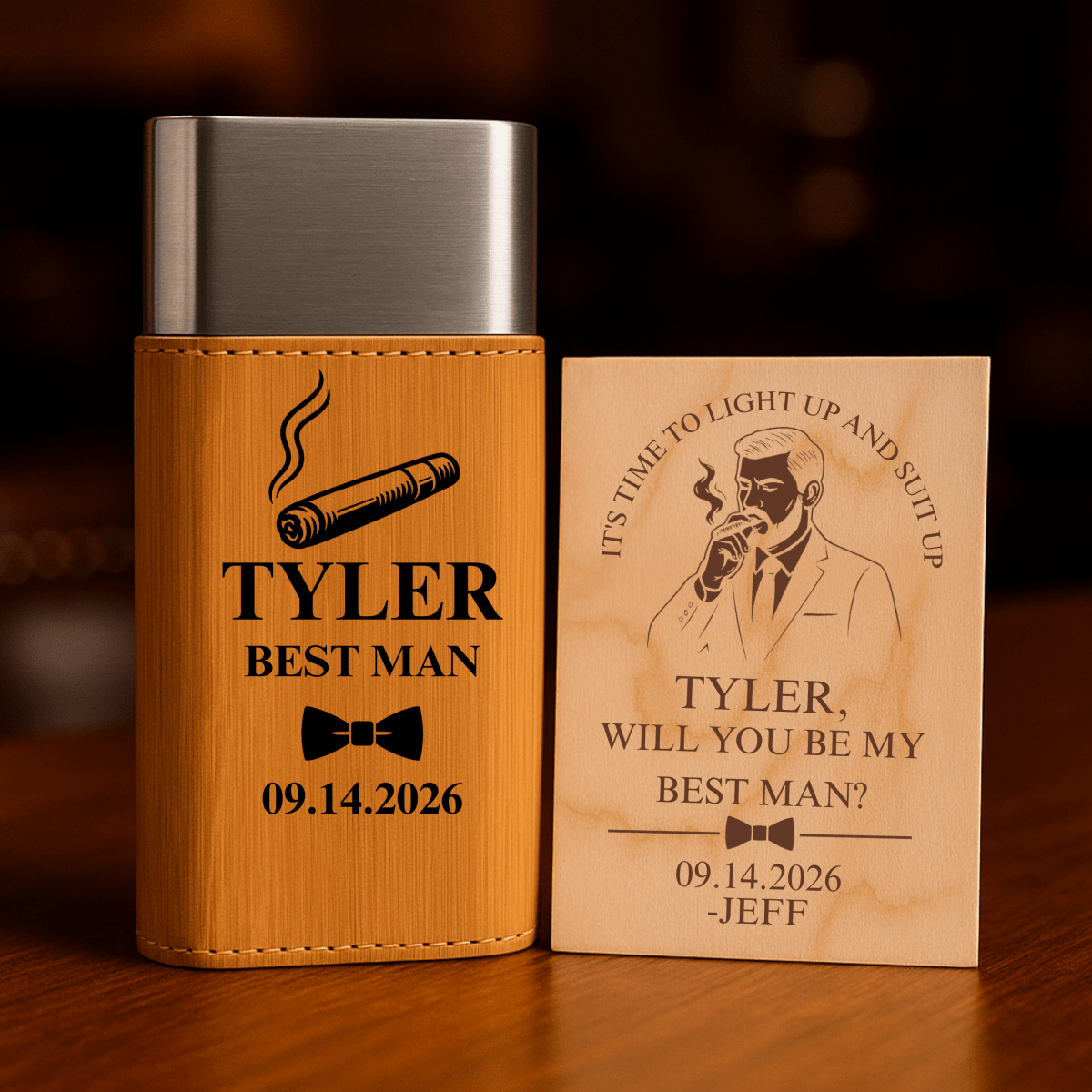 Light Up & Suit Up Proposal - Cigar Case - GroomsDay
