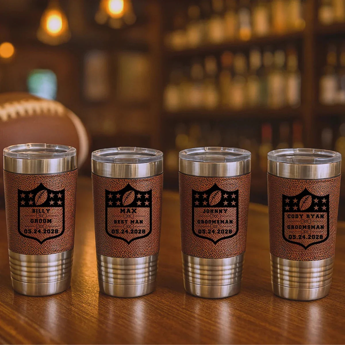 Personalized Groomsman Football Tumbler - Football - GroomsDay
