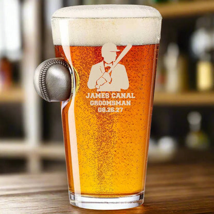 Home Run Groomsmen Pint - Drinking Glass - GroomsDay