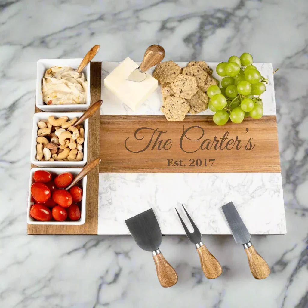 Personalized Marble Serving Board - GroomsDay