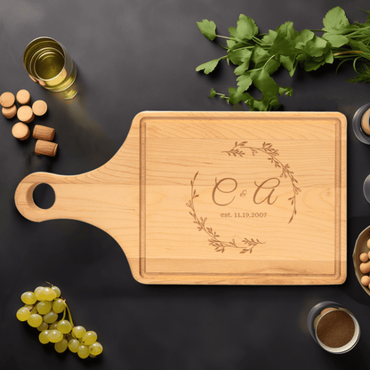 Couples Chronicle Maple Paddle Cutting Board - Anniversary Cutting Board - GroomsDay