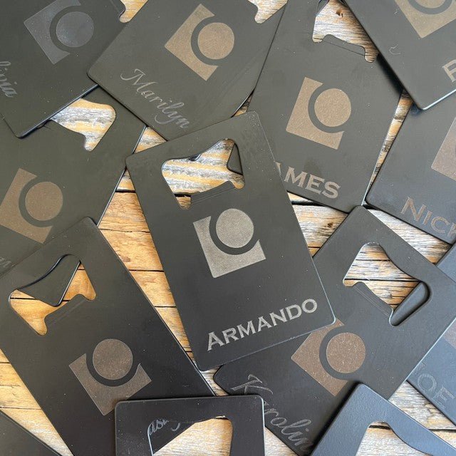 Wallet Bottle Opener with Logo - Logo - GroomsDay