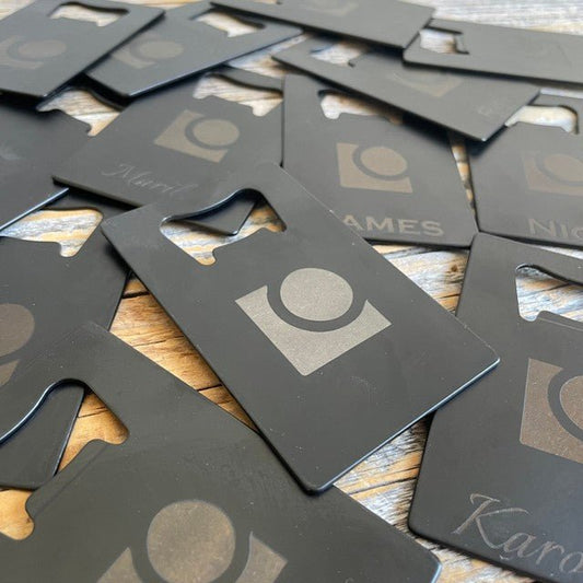 Unique Personalized Wallet Bottle Opener with Logo Customized Logo Gifts for Men by Groovy Guy