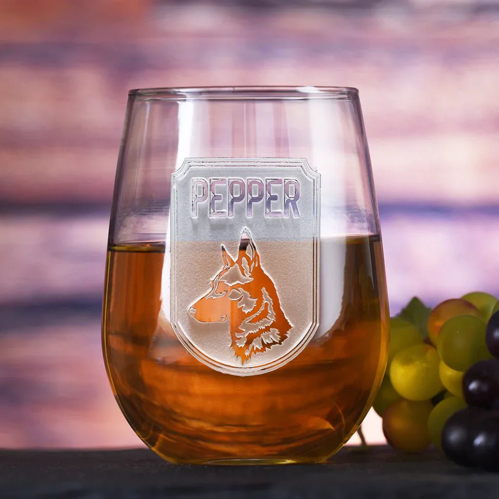 Personalized Dog Breed Stemless Wine Glass