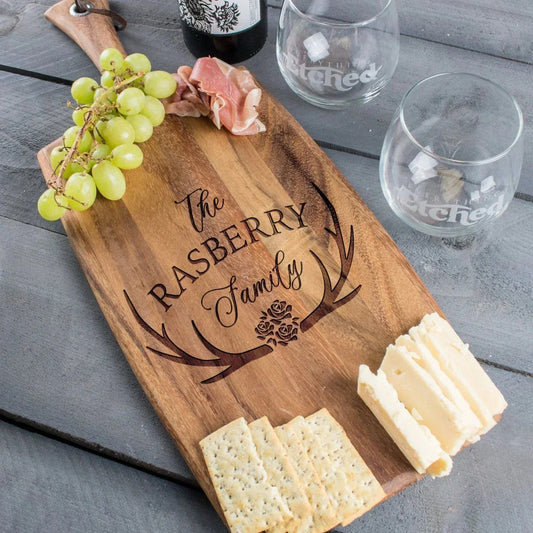Antler & Flowers Cheese Board - Design: FM7 - Cutting Board - GroomsDay
