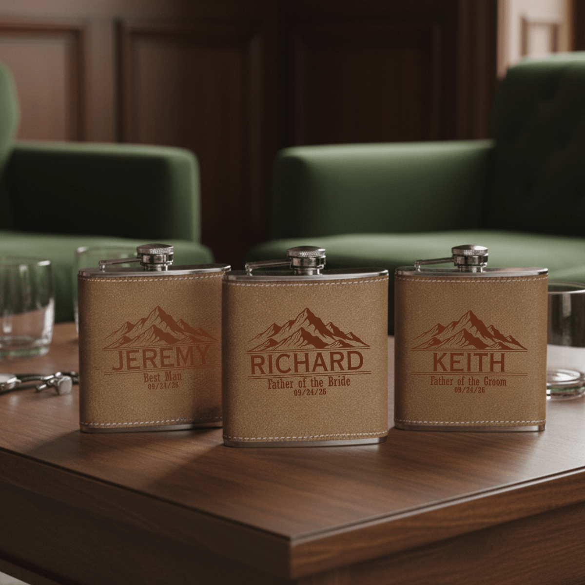 Leather Wrapped Groomsmen Flask - Groomsmen - GroomsDay