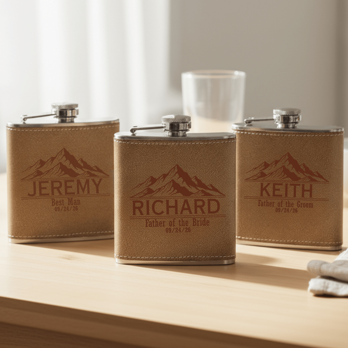 Leather Wrapped Groomsmen Flask - Groomsmen - GroomsDay