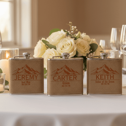 Leather Wrapped Groomsmen Flask - Groomsmen - GroomsDay
