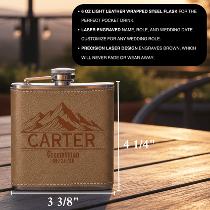 Leather Wrapped Groomsmen Flask - Groomsmen - GroomsDay