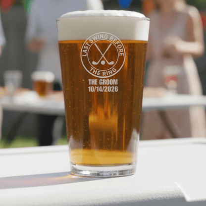Last Swing Bachelor Pint Glass - Golf - GroomsDay