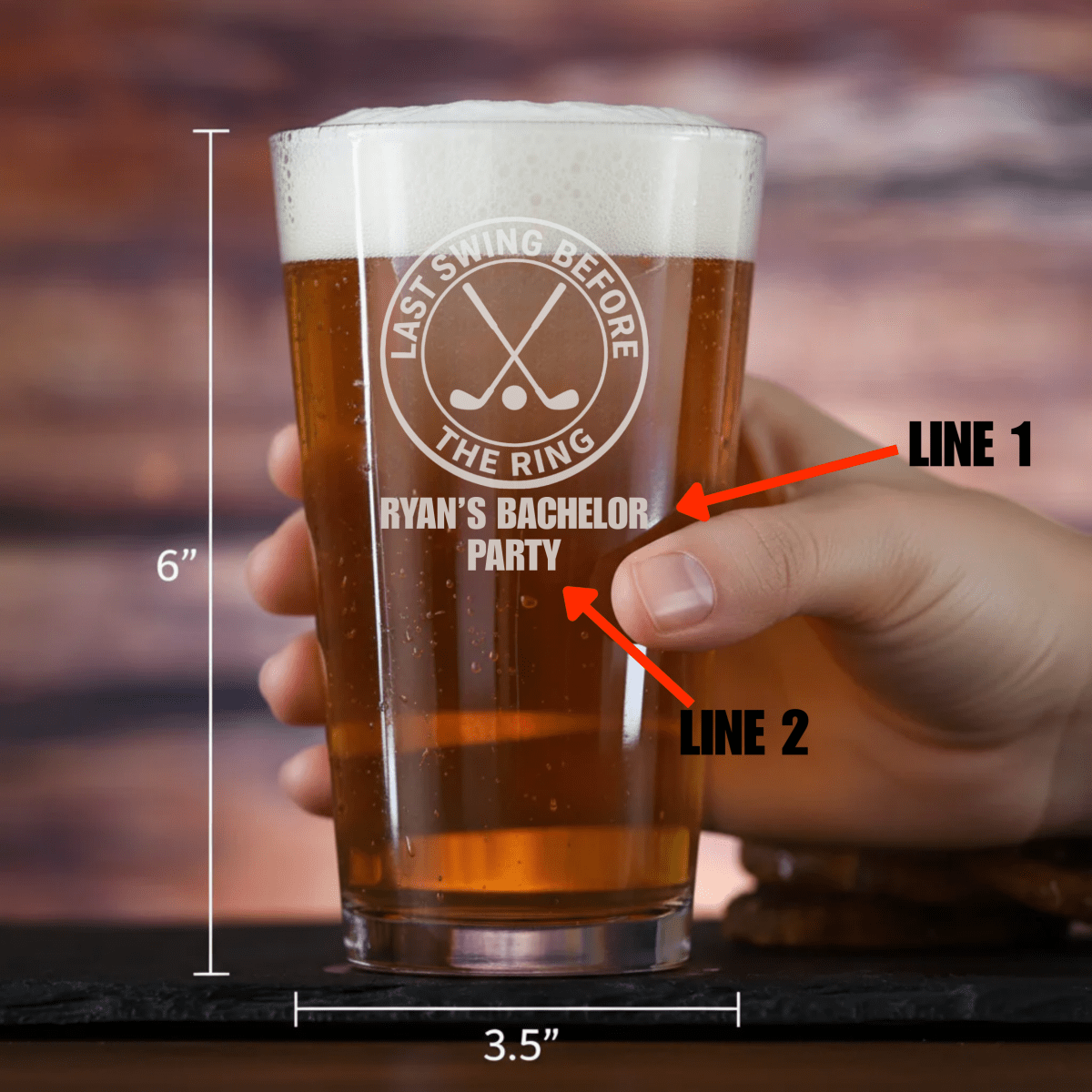 Last Swing Bachelor Pint Glass - Golf - GroomsDay