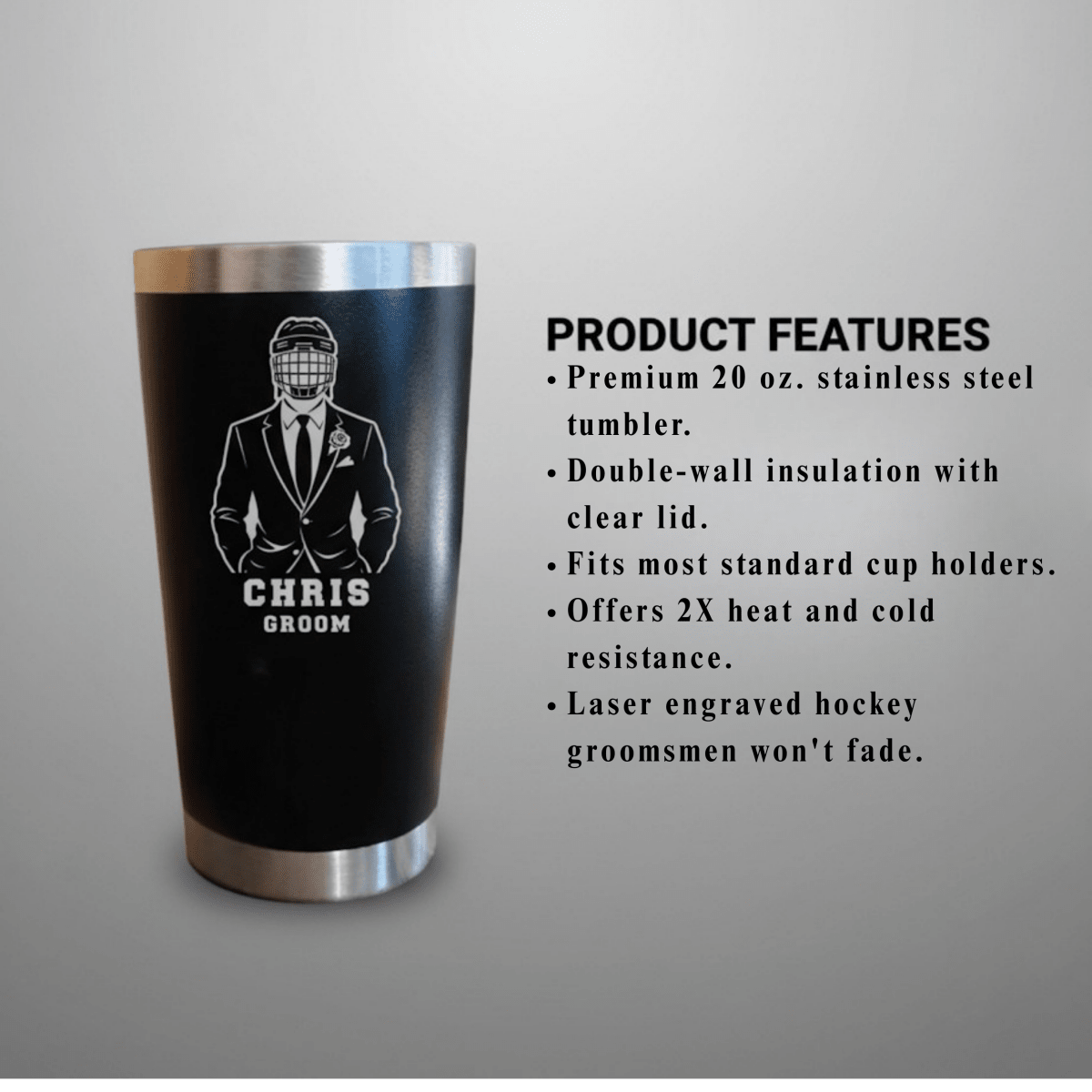 Hat Trick Groomsmen Tumbler - Sports Groomsmen Gifts - GroomsDay