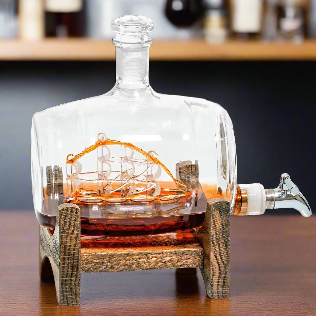 Whiskey Decanter with ship inside and spout