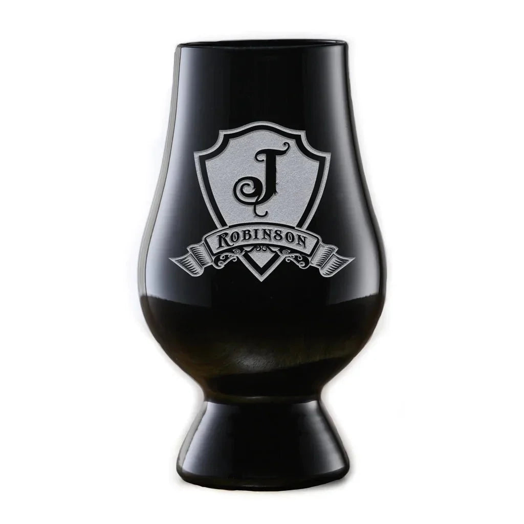 Engraved Black Glencairn Whiskey Glass - Whiskey - GroomsDay