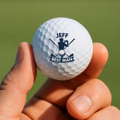 Custom groomsmen golf ball with Best Man design and name personalization