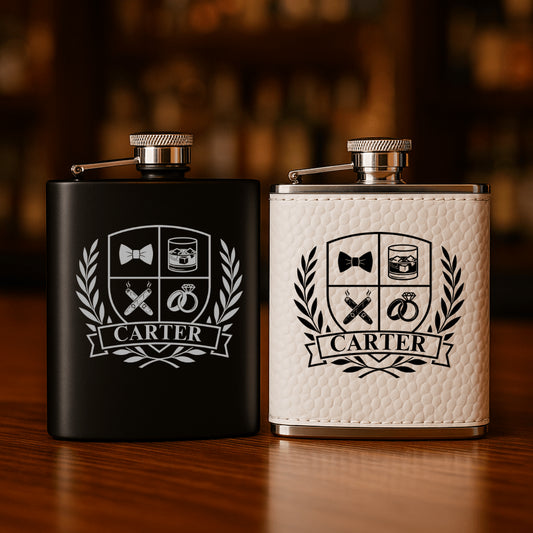 Groomsmen Crest Flask - Flask - GroomsDay