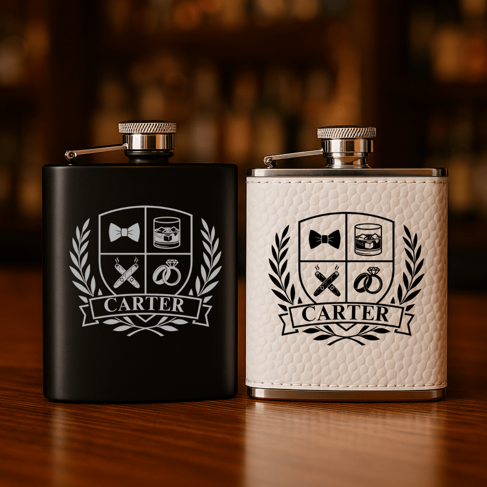 Groomsmen Crest Flask - Flask - GroomsDay