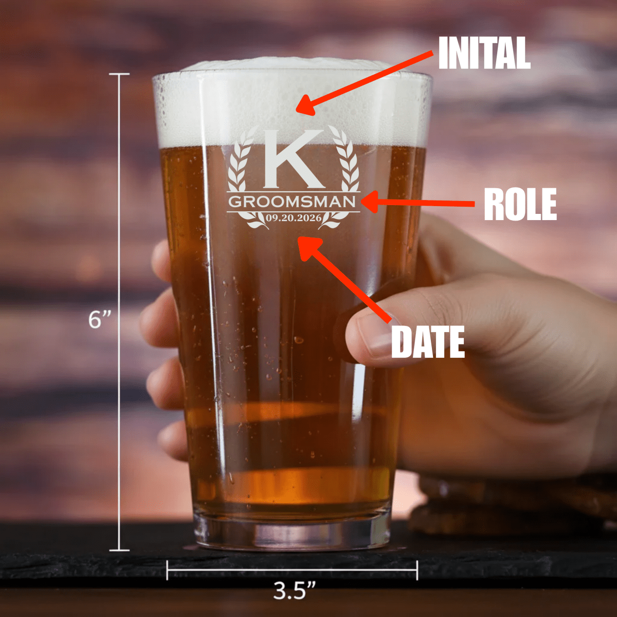 The Signature Groomsmen Pint Glass - Groomsmen - GroomsDay
