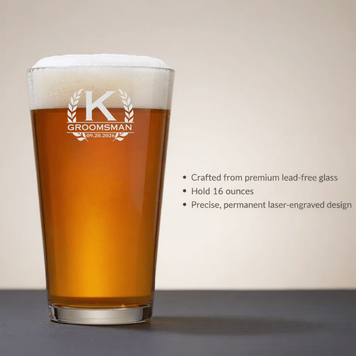 The Signature Groomsmen Pint Glass - Groomsmen - GroomsDay