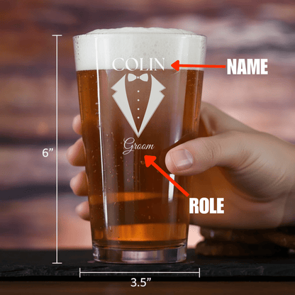 Wedding Party Pint Glass - Groomsmen - GroomsDay