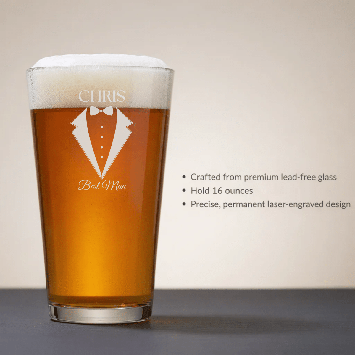 Wedding Party Pint Glass - Groomsmen - GroomsDay