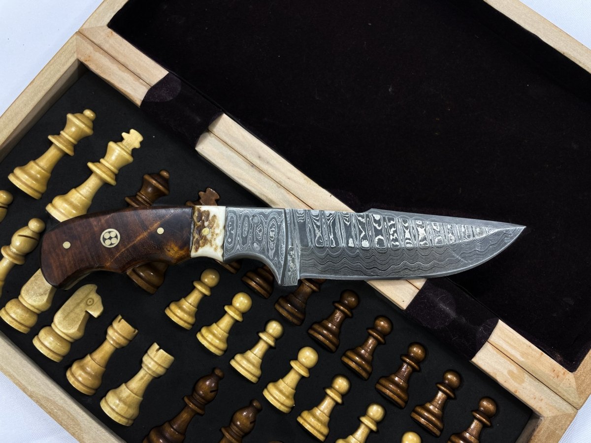 Damascus Steel Fixed Blade Knife - Damascus Knife - GroomsDay
