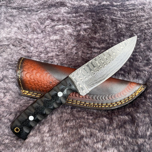 Black Micarta Damascus - Damascus Knife - GroomsDay