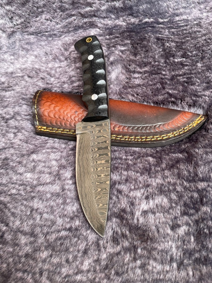 Black Micarta Damascus - Damascus Knife - GroomsDay