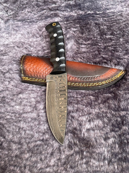 Black Micarta Damascus - Damascus Knife - GroomsDay