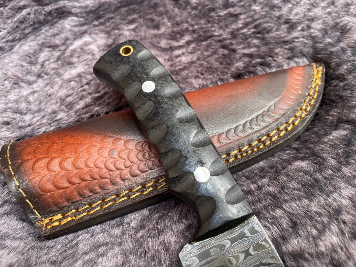 Black Micarta Damascus - Damascus Knife - GroomsDay