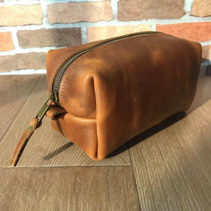Personalized Leather Toiletry Bag - Cosmetic & Toiletry Bags - GroomsDay