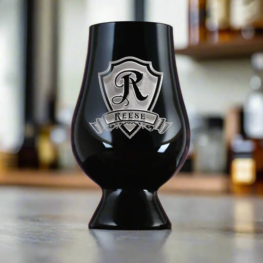 Engraved Black Glencairn Whiskey Glass - Whiskey - GroomsDay