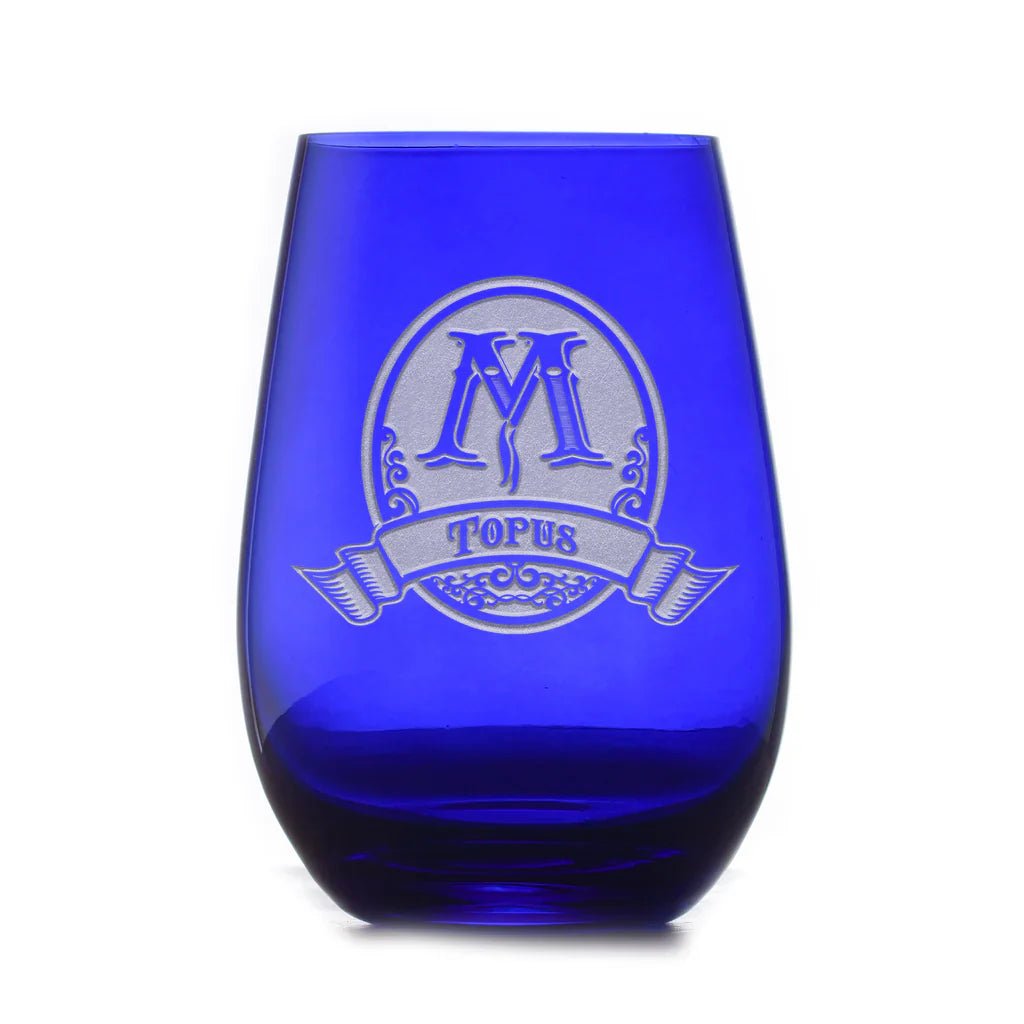 Blue Stemless Wine Glass