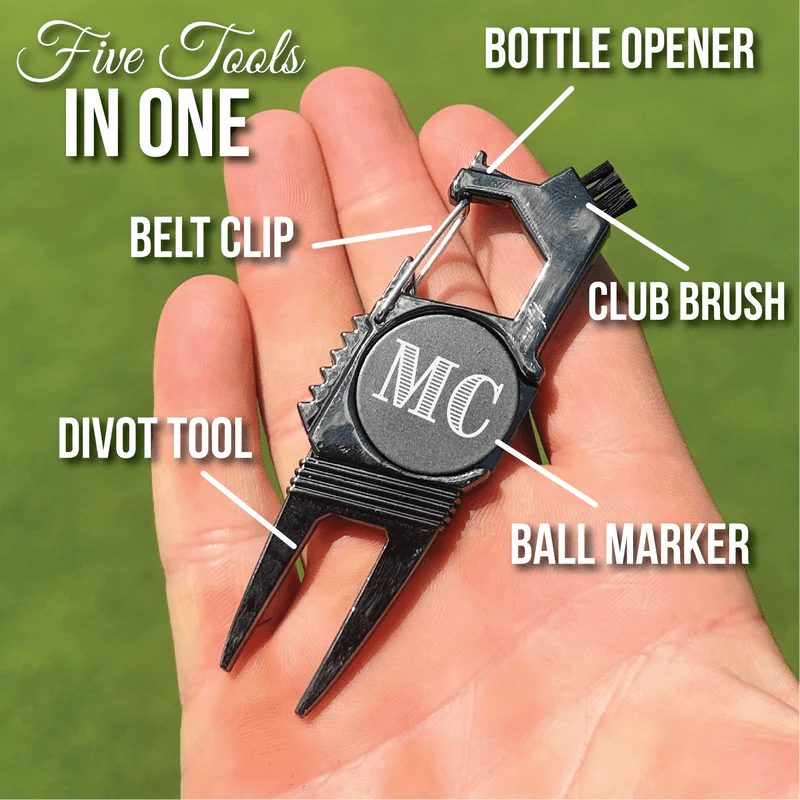 Versatile Monogrammed Golf Multi Tool – 5-in-1 Custom Divot Tool