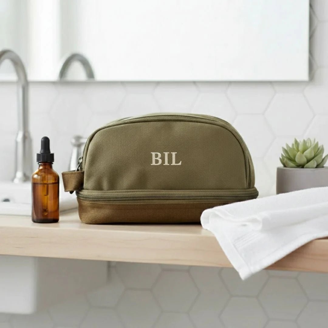 monogrammed canvas dopp kit